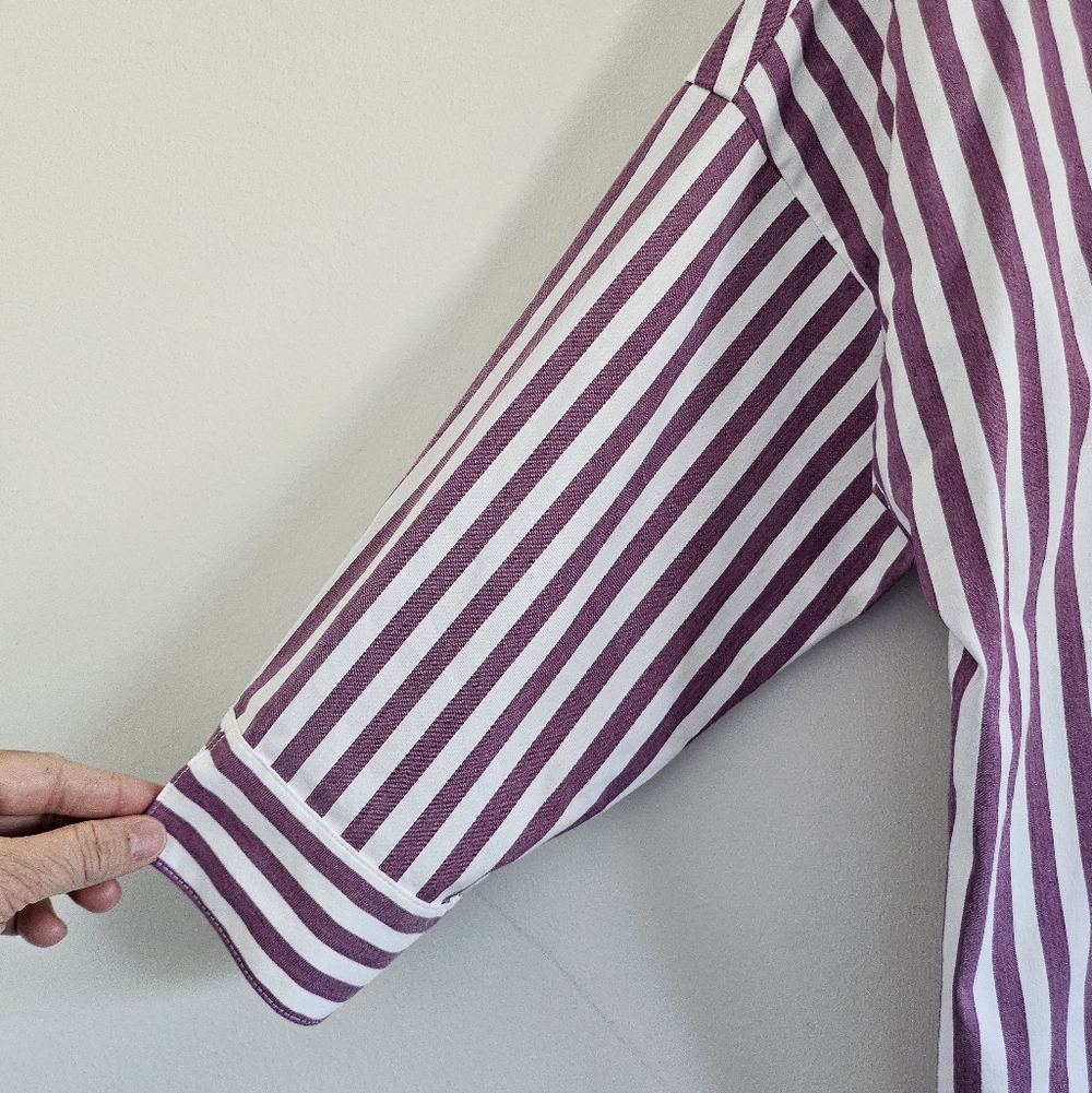 J.Jill Wearever Collection Striped Button Down Shirt Petite Medium Stretch - Picture 8 of 12